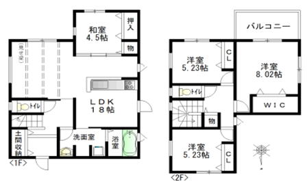 橿原市石原田町新築一戸建て物件の図面