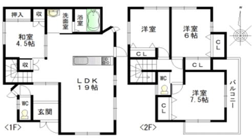 天理市富堂町中古一戸建て物件の図面